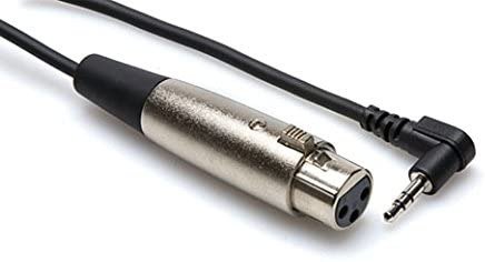 Camcorder Microphone Cable, XLR3F to Right-angle 3.5 mm TRS, 15 ft