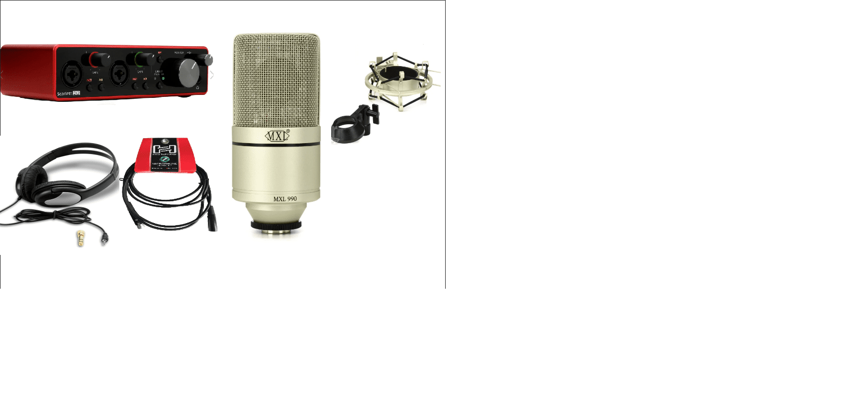 COMBO THU ÂM FOCUSRITE 2i2 GEN 3 + MXL 990 + HOSA 1M5 + HOSA STEREO HEADPHONES SUPRA-AURAL TRỊ GIÁ 7.600.000 GIẢM CÒN 5.800.000
