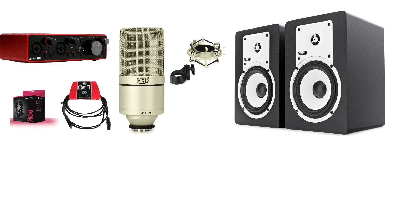COMBO THU ÂM FOCUSRITE 2i2 GEN 3 + MXL 990 + HOSA 1M5 + LOA FLUID AUDIO C5 TRỊ GIÁ 11.730.000 GIẢM CÒN 10.400.000