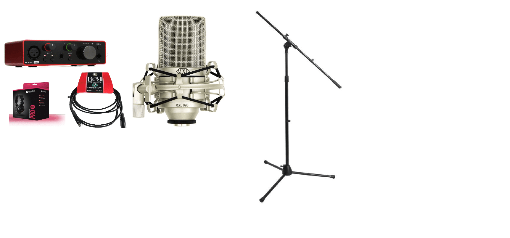 COMBO THU ÂM FOCUSRITE SOLO GEN 4 + MXL 990 + HOSA 1M5 + HEADPHONE PRODIPE 580 +on-stage 7701bTRỊ GIÁ 8.460.000 GIẢM CÒN 6.700.000