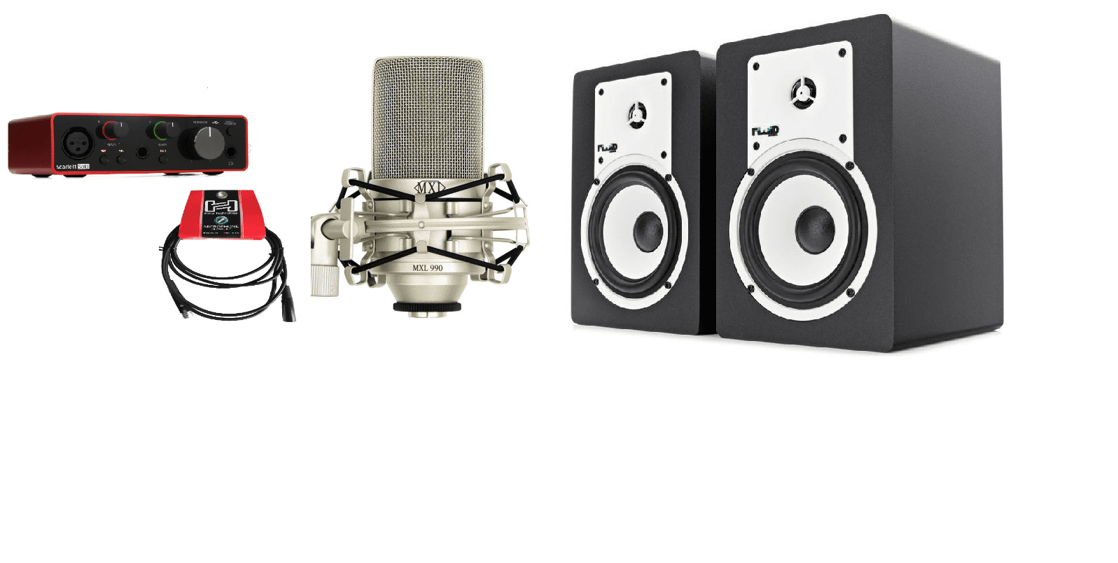 COMBO THU ÂM FOCUSRITE SOLO GEN 4 + MXL 990 + HOSA 1M5 + Loa Fluid audio C5 trị giá  11.000.000 giảm còn 9.700.000