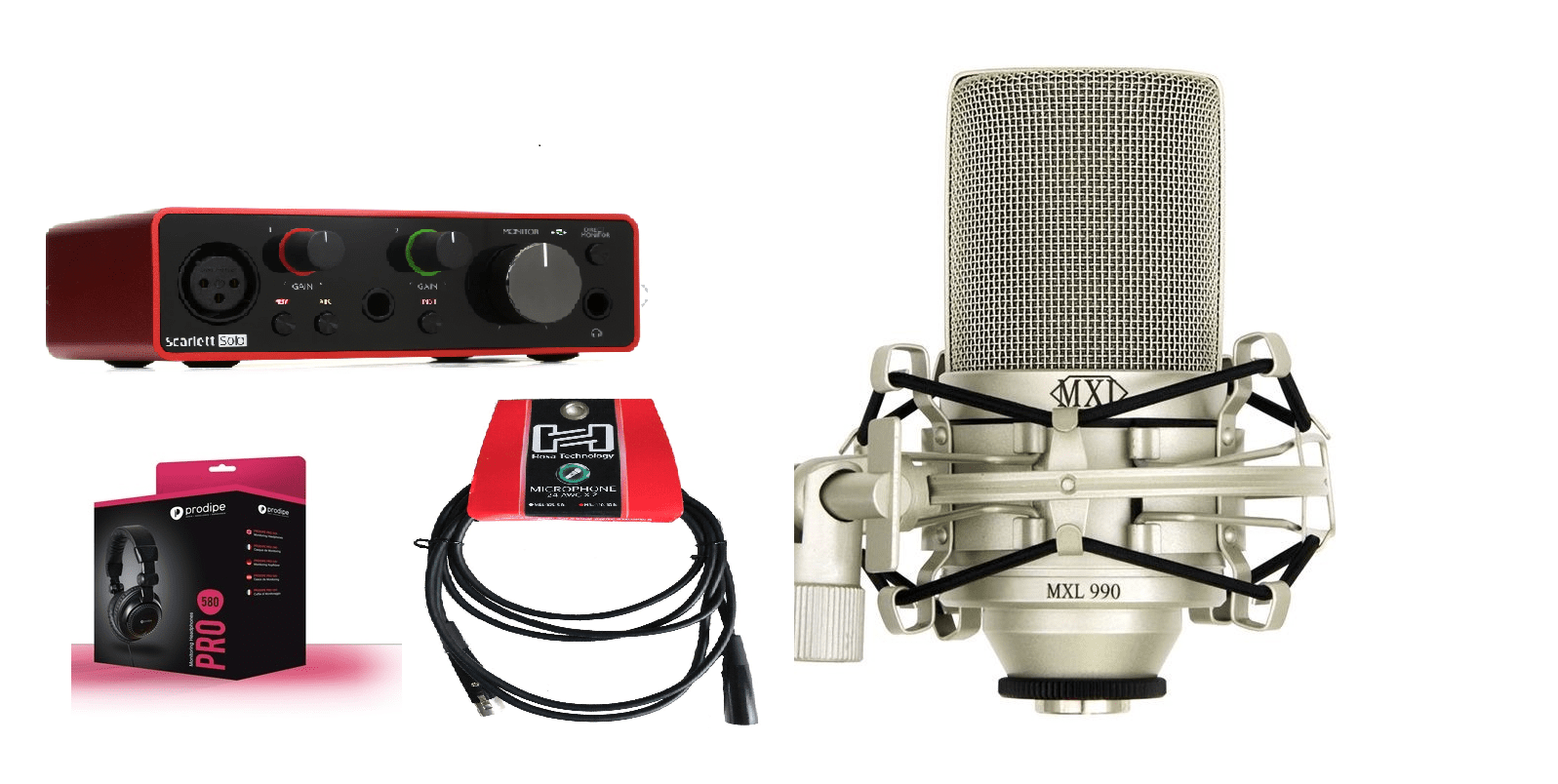 Combo thu âm Focusrite solo gen 4 + MXL 990 + Hosa 1m5 + Headphone prodipe 580 trị giá 7.670.000 giảm còn 6.000.000