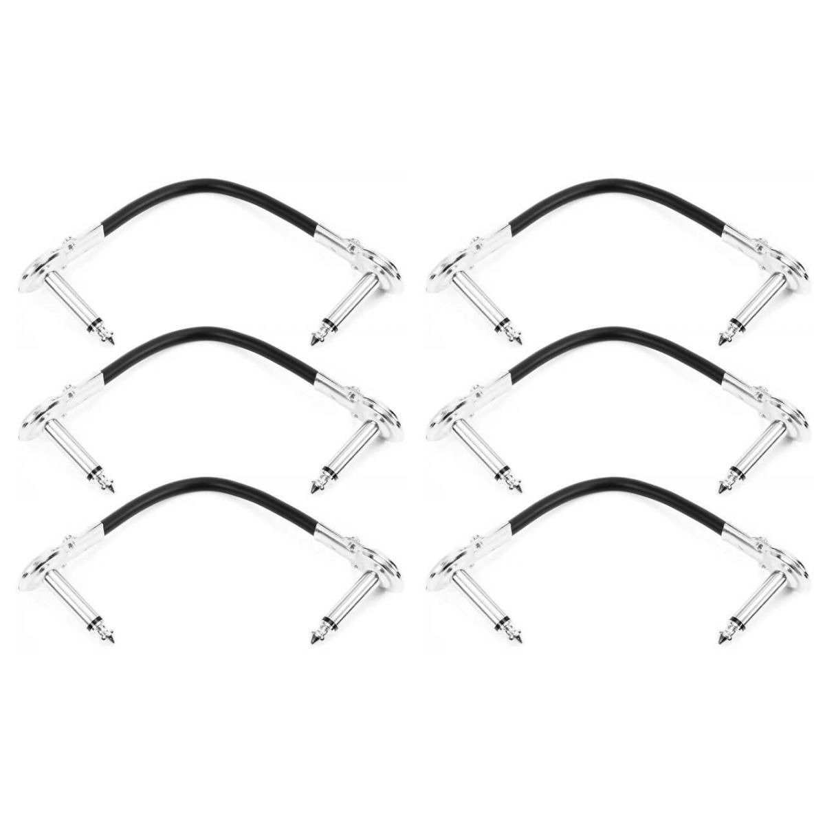 Hosa Guitar Patch Cable Low-profile Right-angle to Same-6 pc, 6 in