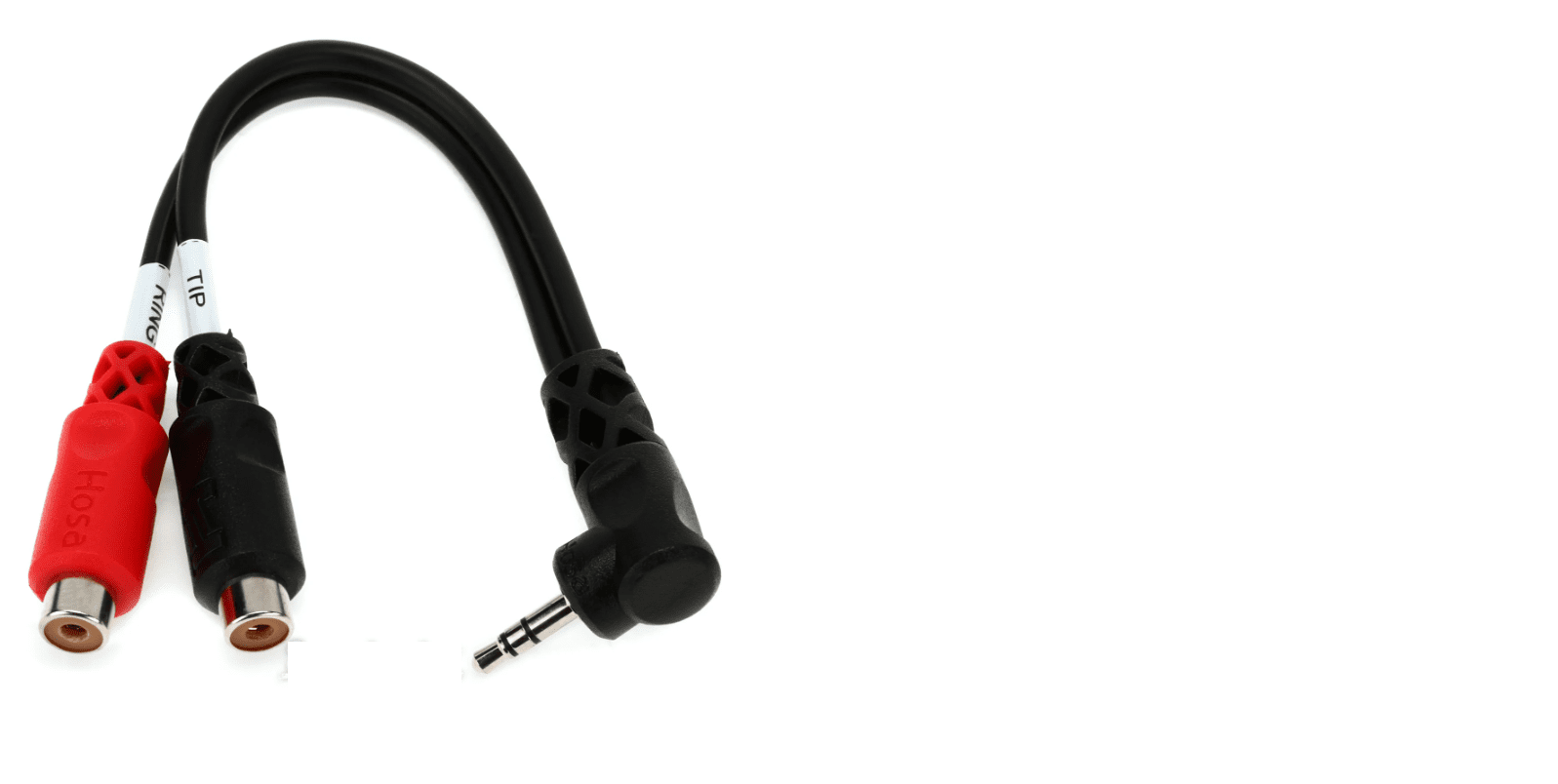 Hosa YRA-167 Stereo Breakout Cable - 3.5mm TRS Male Right-angle to Left and Right RCA Female