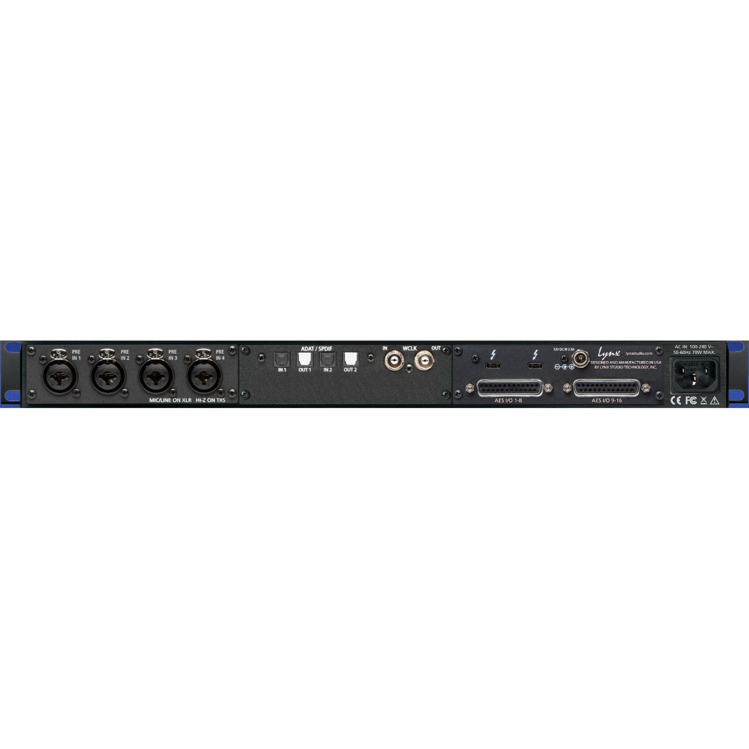Lynx Aurora (n) 16-TB3 16-channel Converter with LM-PRE4, AES, ADAT, and Thunderbolt 3 Interface - No Line I/O