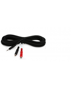 Hosa CMR-215 Stereo Breakout Cable - 3.5mm TRS Male to Left and Right RCA Male - 15 foot