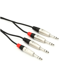 Hosa HSS-005X2 Pro Stereo Balanced Interconnect Cable - Dual 1/4-inch TRS Male to Same - 5 foot