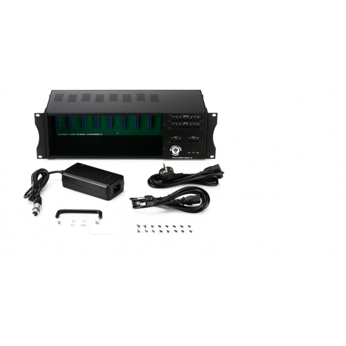 Black　Built-In　Sam　PBR8　8-Slot　Lion　Audio　Rack　with　500　Audio　Series　Patchbay