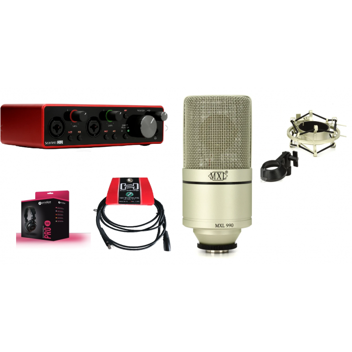 COMBO THU ÂM FOCUSRITE 2i2 GEN 3 + MXL 990 + HOSA 1M5 + HEADPHONE PRODIPE 580 TRỊ GIÁ 8.300.000 GIẢM CÒN 6.400.000