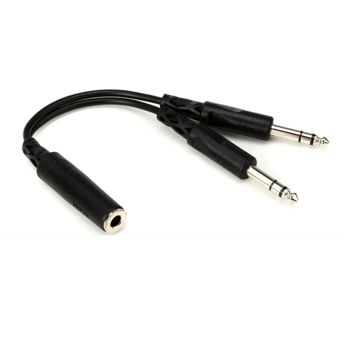 Hosa YPP-308 Y Cable - 1/4 inch TRS Female to Dual 1/4 inch TRS Male