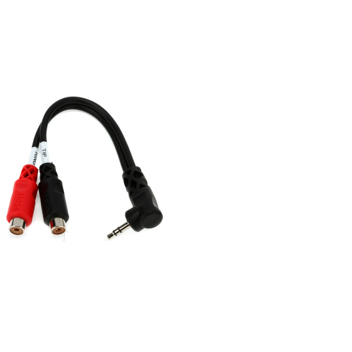 Hosa YRA-167 Stereo Breakout Cable - 3.5mm TRS Male Right-angle to Left and Right RCA Female